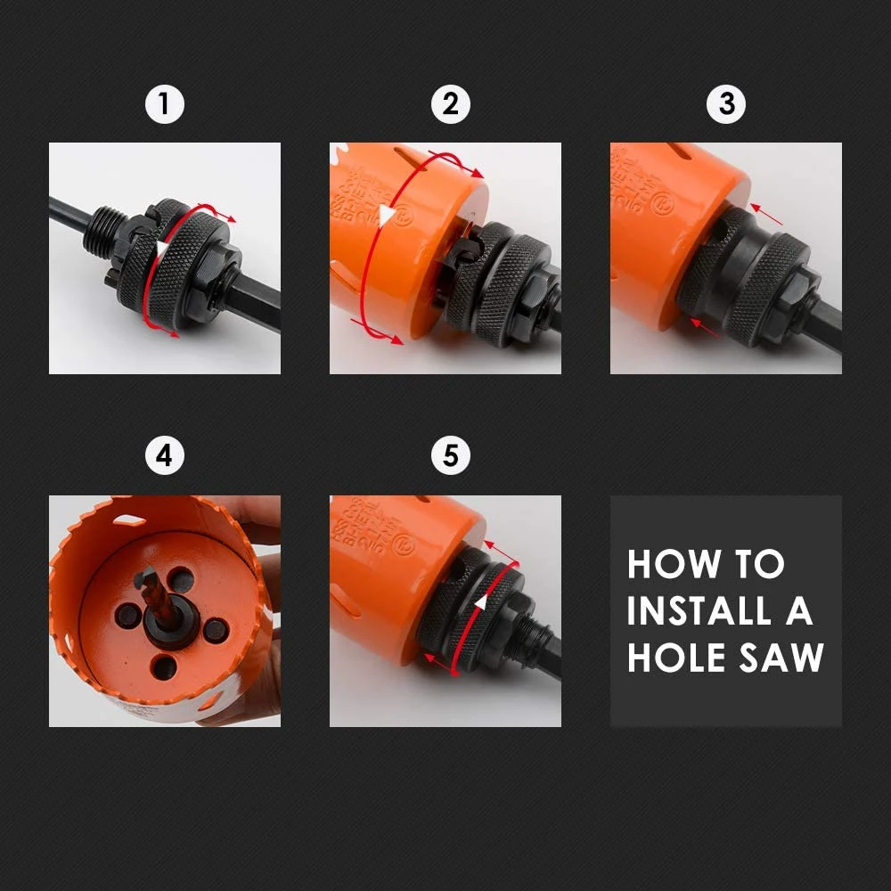 Bi Metal HSS Hole Saw Arbor with Pilot Drill Bits Hole Cutter